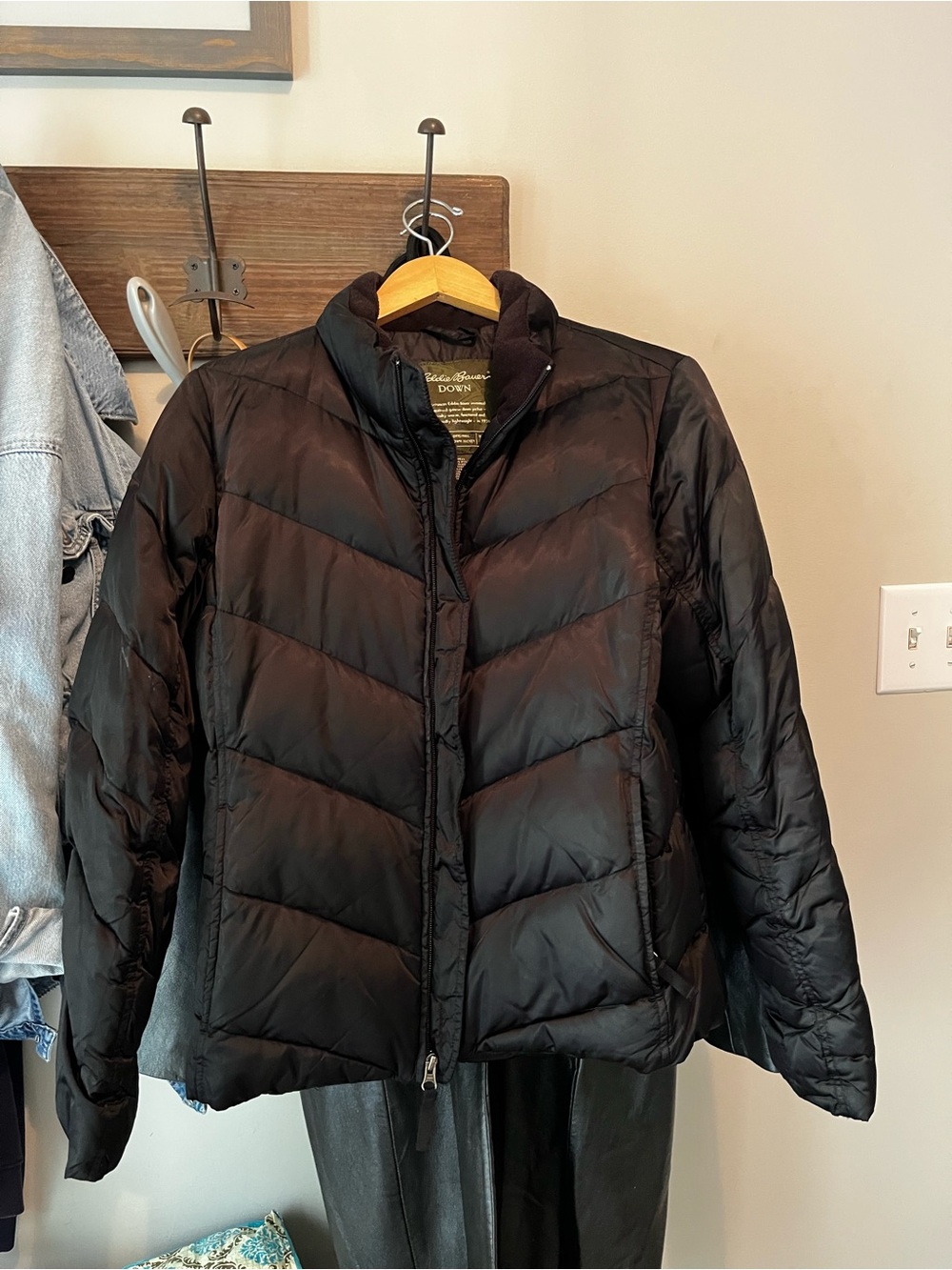 Eddie Bauer Women's Black Quilted Goose Down Puffer Jacket